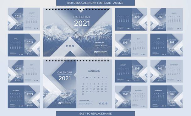 calendrier d'affaires pour 2021 année modèle, illustration vectorielle - Vecteur, image