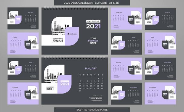 business calendar for 2021 year template, vector illustration - Vector, Image