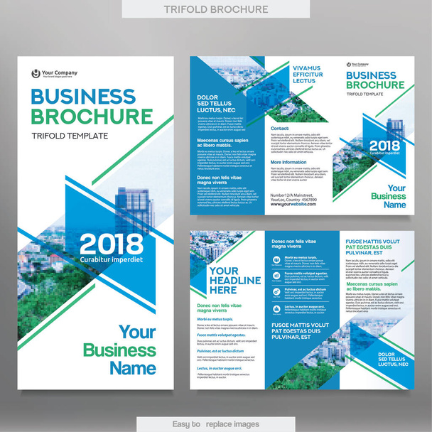Business Broschüre Vorlage. Corporate Design Broschüre mit austauschbarem Image - Vektor, Bild