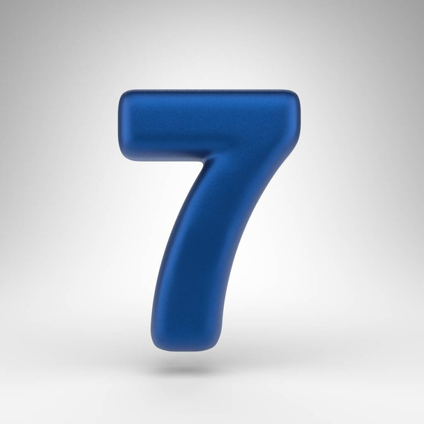 背景に7番。マットな質感の陽極酸化ブルー3Dレンダリング番号. - 写真・画像