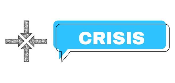 Misplaced Crisis Chat Balloon and Net Mesh Compress Arrows Icon - Διάνυσμα, εικόνα