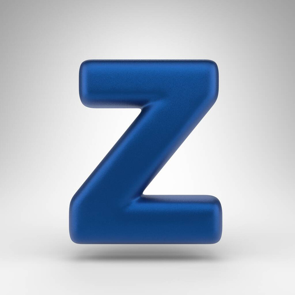 Buchstabe Z auf weißem Hintergrund. Eloxierte blaue 3D-gerenderte Schrift mit matter Textur. - Foto, Bild