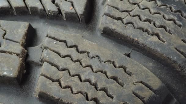 winter car wheel tire, macro shot - Footage, Video