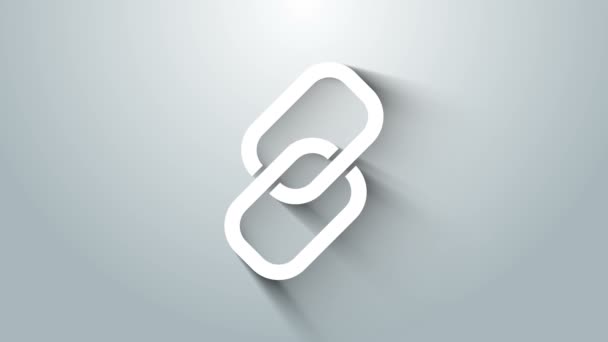 Fehér Lánc link ikon elszigetelt szürke háttér. Egyedülálló kapcsolat. Hyperlink lánc szimbólum. 4K Videó mozgás grafikus animáció - Felvétel, videó