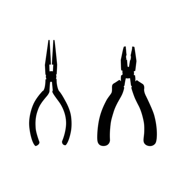 Pliers icon on white background. Silhouette vector design.  - Vector, Image