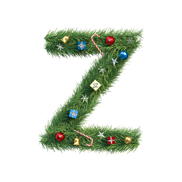 Weihnachten Alphabet Buchstabe Z. 3D-Illustration - Foto, Bild