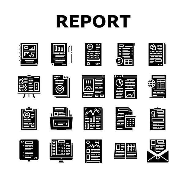 Rapports Documentation Collection Icônes Set Vector - Vecteur, image