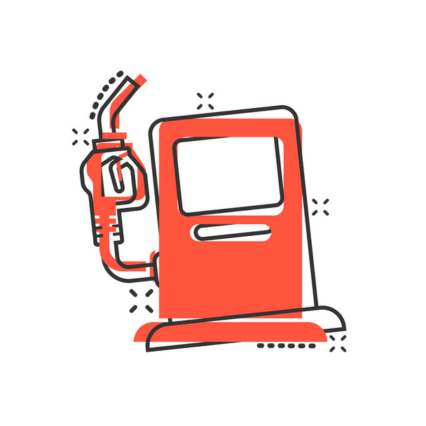 Brandstofpomp icoon in komische stijl. Tankstation cartoon teken vector illustratie op witte geïsoleerde achtergrond. Bedrijfsconcept voor tanksplash-effect. - Vector, afbeelding