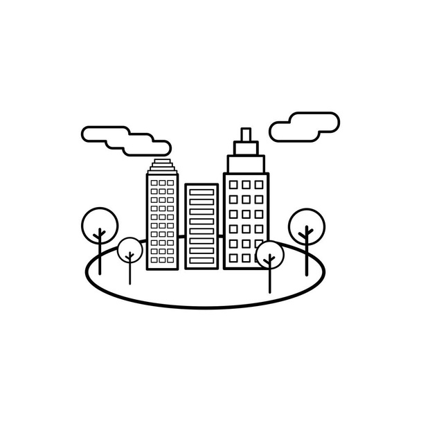 City icon on white background. Vector illustration in flat cartoon design. Use for webpage, poster, banner, graphic, app. Skyscraper. - Vector, Image