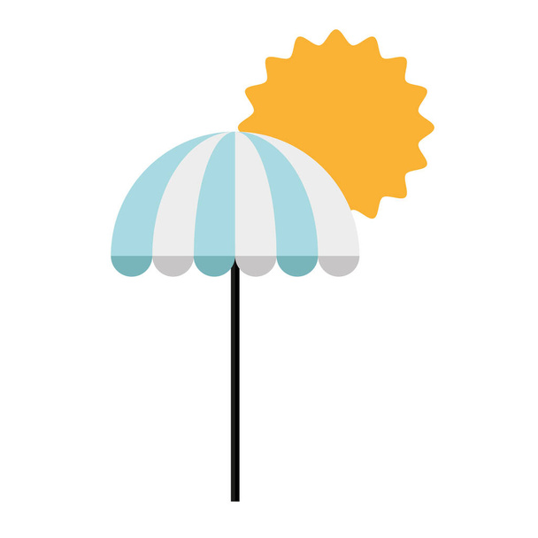 sol verano y paraguas icono de estilo plano - Vector, Imagen