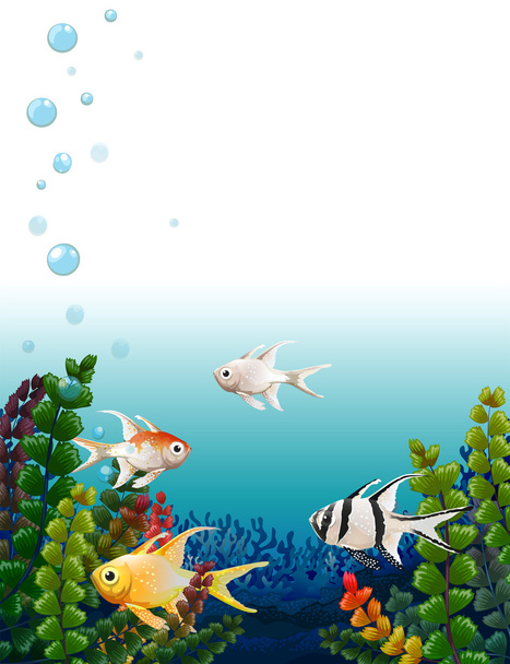 海の下で魚の学校 - ベクター画像