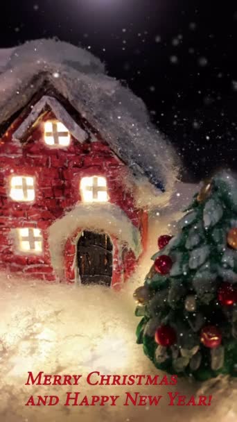 Függőleges videó kép okostelefonra Boldog karácsonyt és boldog új évet kívánunk zenedobozos dallammal - Felvétel, videó