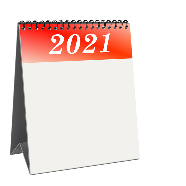Calendario de escritorio con portada 2021 sobre fondo blanco - Foto, Imagen