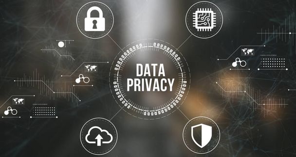 Internet, negocios, tecnología y concepto de red. Seguridad cibernética protección de datos negocio tecnología privacidad concepto.  - Foto, Imagen