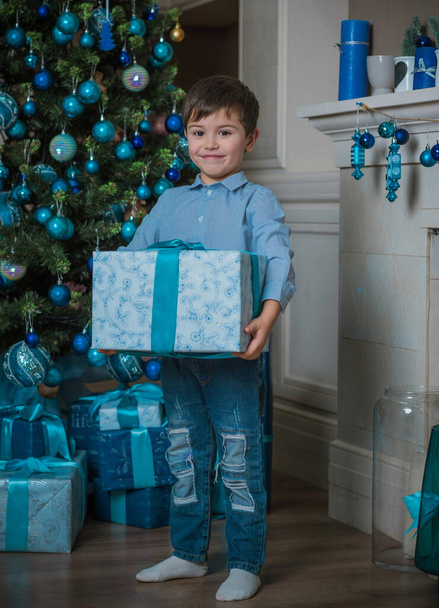 Nice boy kid at Christmas time, children lifestyle, Holidays at home - Φωτογραφία, εικόνα