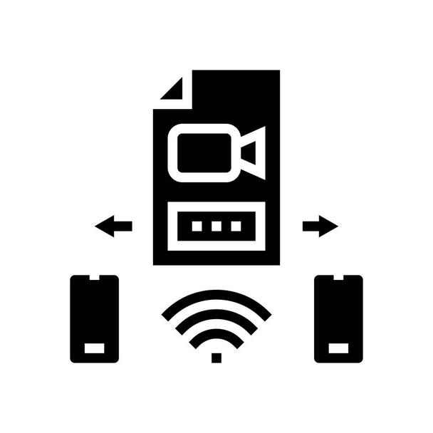 fichier vidéo envoyer au téléphone illustration vectorielle icône glyphe - Vecteur, image
