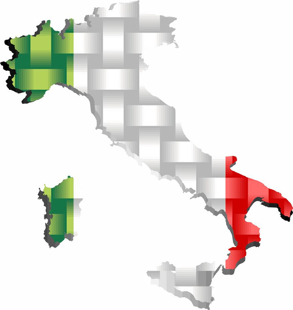 Карта Италии - Иллюстрация, Трехмерная карта Италии - Вектор,изображение