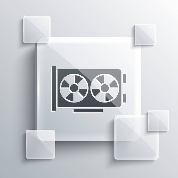 Grey Video graphic card icon isolated on grey background. Square glass panels. Vector. - Vector, Image