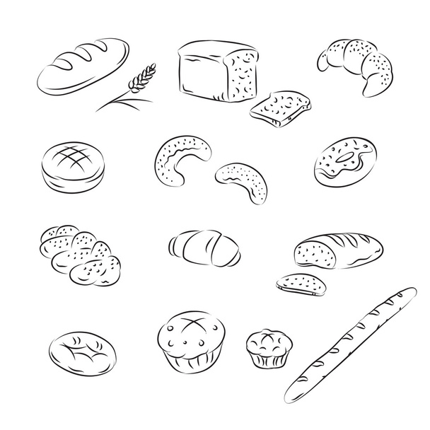 Vektoros rajz gyűjteménye pékség - Vektor, kép