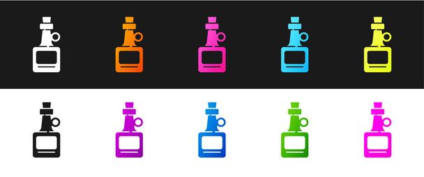 Set Alcohol drink Rum bottle icon isolated on black and white background.  Vector. - Vector, Image