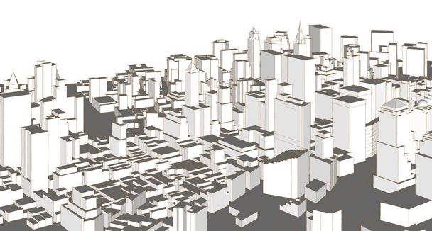 moderne stad panorama 3d illustratie - Foto, afbeelding
