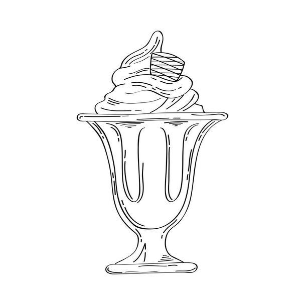 delizioso gelato in tazza disegnato icona - Vettoriali, immagini