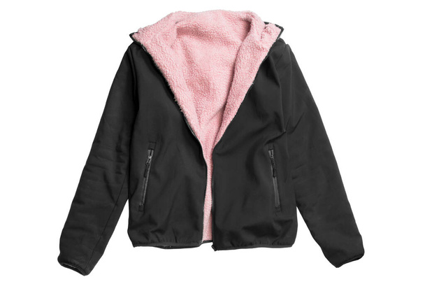 Black and pink double sided sport jacket isolated over white - Fotoğraf, Görsel