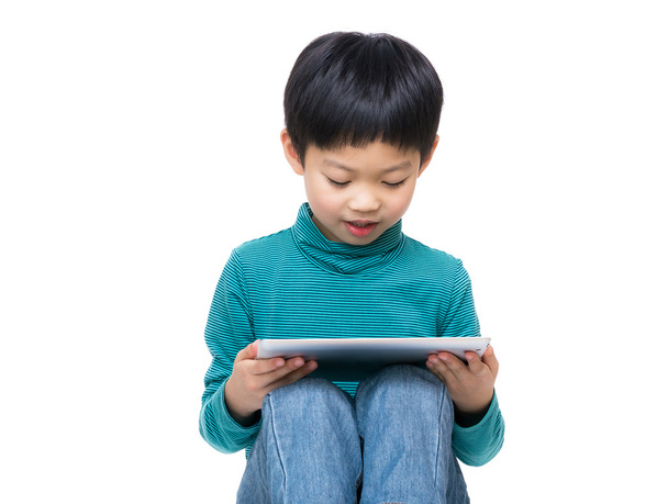 Asian little boy using tablet - Photo, Image