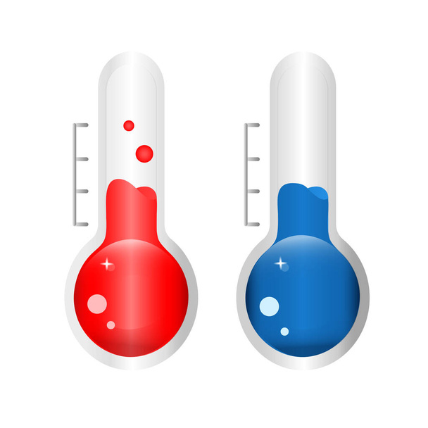 Vector thermometer. Cold and hot weather icon. White background. Flat vector weather indicator illustration. - Vector, Image