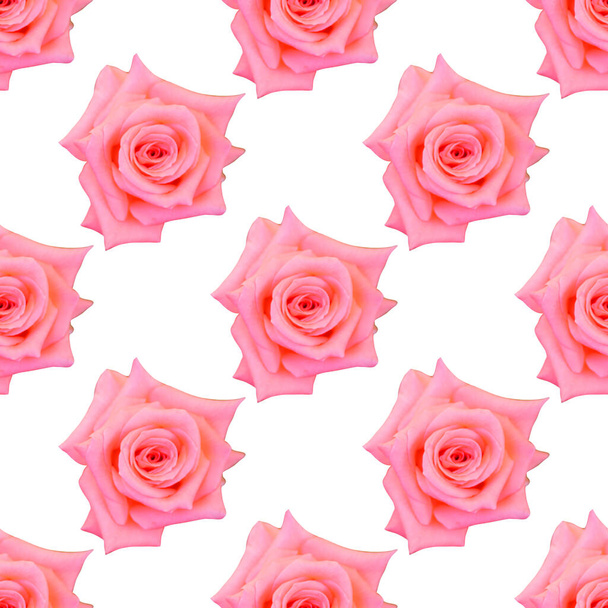 Elegant seamless pattern with pink rose flowers, design elements. Floral pattern for invitations, greeting cards, scrapbooking, print, gift wrap, manufacturing, textile  - Foto, Imagen