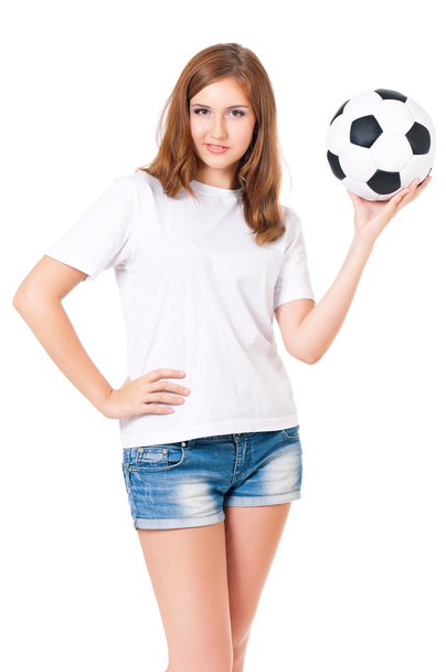 Girl with a soccer ball - Photo, Image