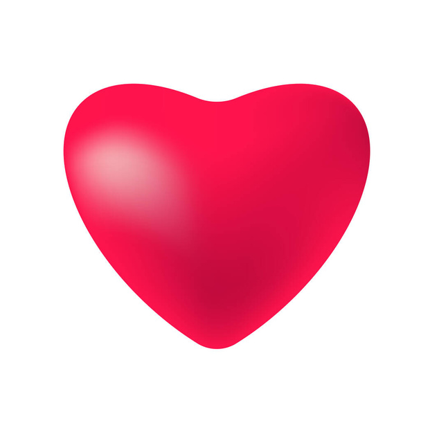 Corazón rojo volumétrico aislado sobre fondo blanco. Un hermoso símbolo de amor y romance. Día de San Valentín. - Vector, Imagen