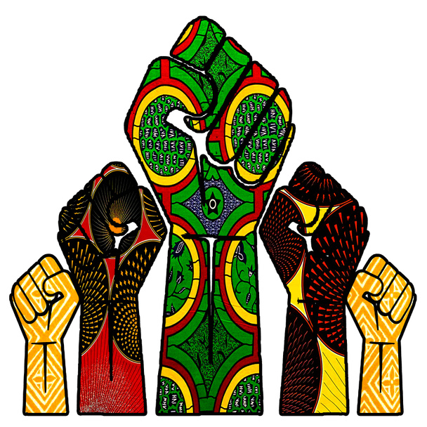 Rasta Nation One Love Rasta African Fabric Collage. Tolles afrikanisches Geschenk für den Monat der schwarzen Geschichte, den Juneteenth, Black Pride und Afroamerikaner.  - Foto, Bild