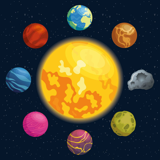 планети навколо ікон сонячного простору
 - Вектор, зображення