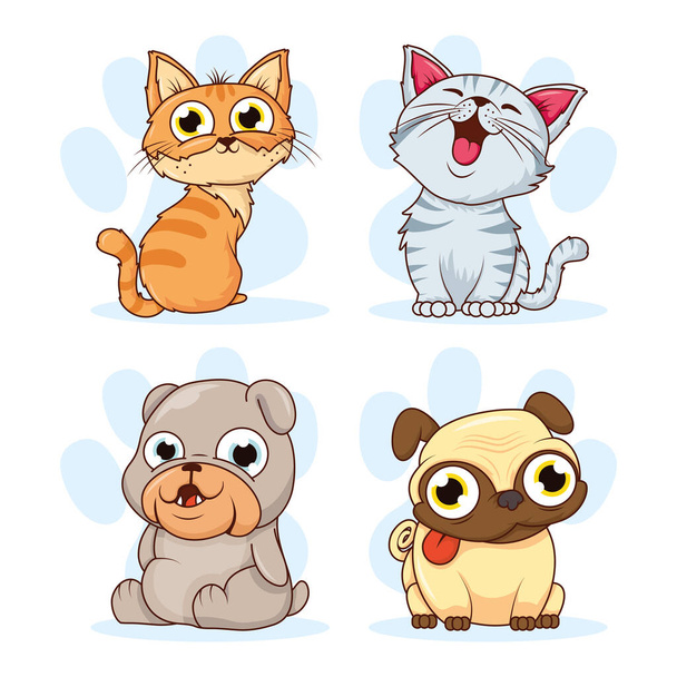 group of cats and dogs pets characters - Wektor, obraz