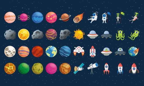 bundle of fourty space set icons - Vector, Image