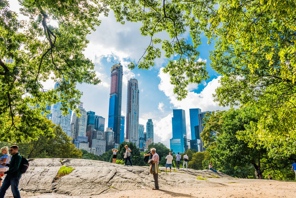 NEW YORK, USA - September 26, 2018: CENTRAL PARK. Central Park view with skyscrapers in Manhattan. Popular destination for tourists. New York City, USA. - Fotó, kép