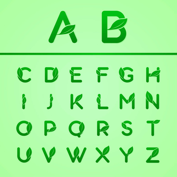 Set of green lettering for green ecology logo vector. - Вектор, зображення