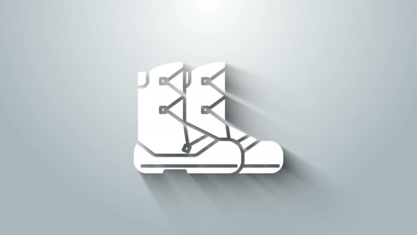 Icône Bottes blanches isolée sur fond gris. Animation graphique de mouvement vidéo 4K - Séquence, vidéo