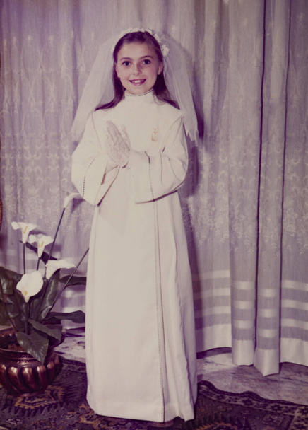 ROVIGO, ITALY MAY 1969: Young girl firts communion - Foto, Imagem