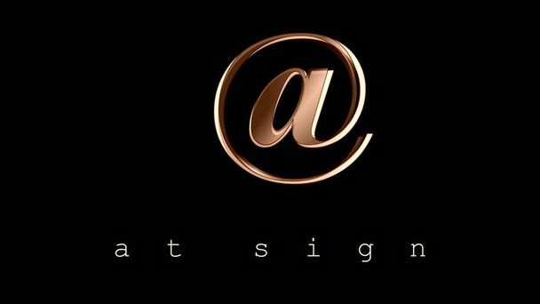 Digital graphic, logo, poster. The at sign. Illustration. A symbol related to email addresses and social media platform handles. Simplicity and elegance in the icon in ocher tones and design effects. - Photo, Image