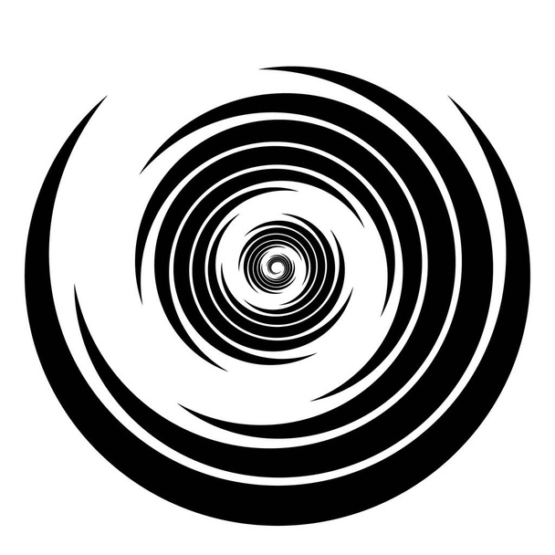 要旨黒色の曲線同心円状縞。ベクトルイラスト。ロゴ、サイン、シンボル、ウェブページ、プリント、ポスター、テンプレート、モノクロパターン、抽象的な背景のためのデザイン要素 - ベクター画像