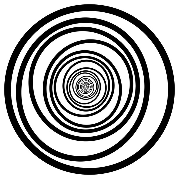 抽象的な黒の回転円。ベクトルイラスト。ロゴ、サイン、シンボル、ウェブページ、プリント、ポスター、テンプレート、モノクロパターン、抽象的な背景のためのデザイン要素 - ベクター画像