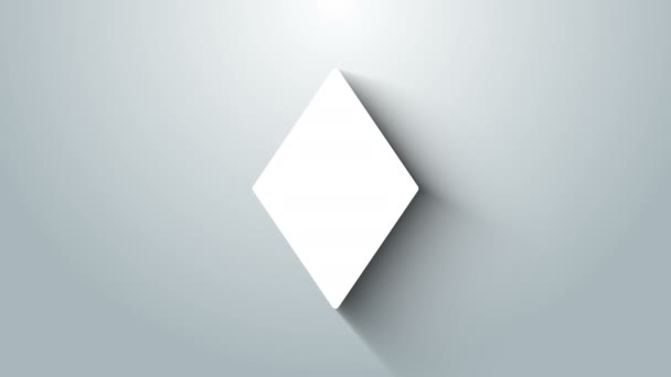 Λευκό τραπουλόχαρτο με το σύμβολο διαμάντια απομονωμένο σε γκρι φόντο. Τζόγος. 4K Γραφική κίνηση κίνησης βίντεο - Πλάνα, βίντεο