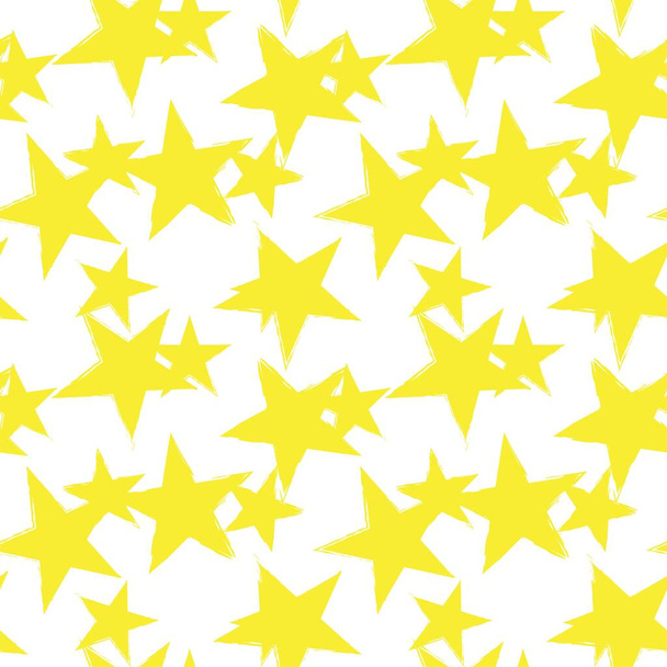 Жовті зірки малюють інсульт безшовного фону для модного текстилю, графіки - Вектор, зображення