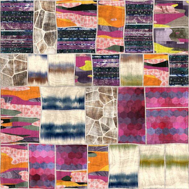 Bezešvé patchwork koláž mix quilt vzor tisk - Fotografie, Obrázek
