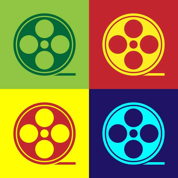 Pop art Film icona bobina isolata su sfondo a colori. Vettore. - Vettoriali, immagini