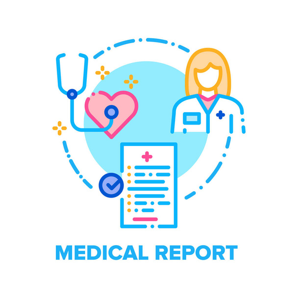 Medical Report Vector Concept Color Illustration - Vector, Image