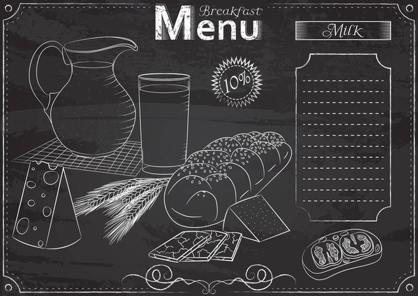 Ontbijt menu krijt - Vector, afbeelding
