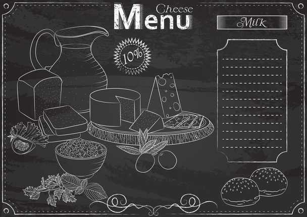 Cheese menu chalk - Vector, Image